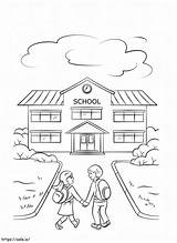 Kids Going To School A4 coloring Page sketch template