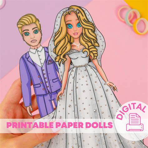 Printable Paper Dolls & Wedding Dresses Activities for Kids - Etsy Hong ...