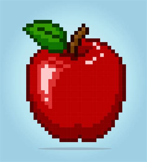 8 bit Pixel red apple fruits. Fruit pixels for game assets in vector ...