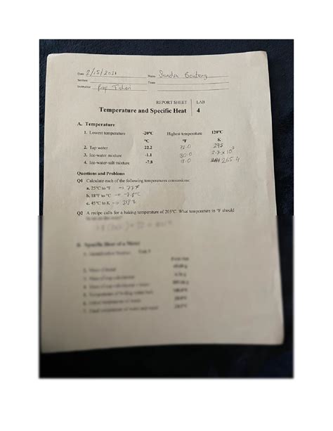 SOLUTION: Temperature and Specific Heat Lab Report - Studypool