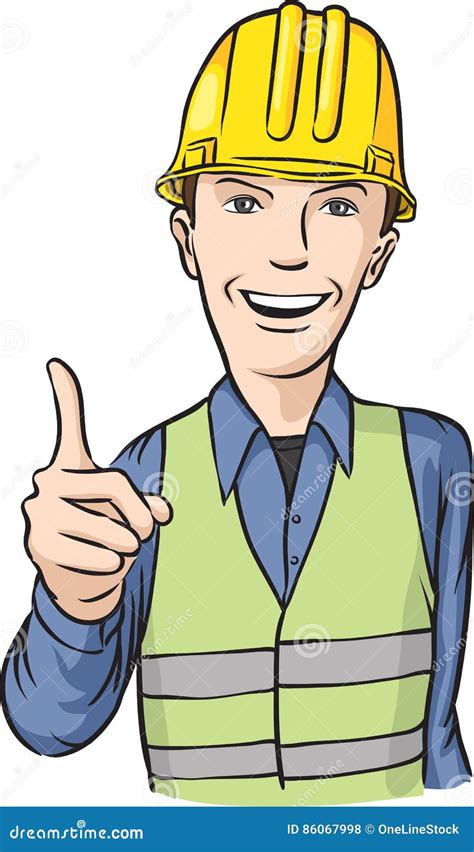 Smiling Construction Worker Hand Sign Stock Vector - Illustration of construction, index: 86067998