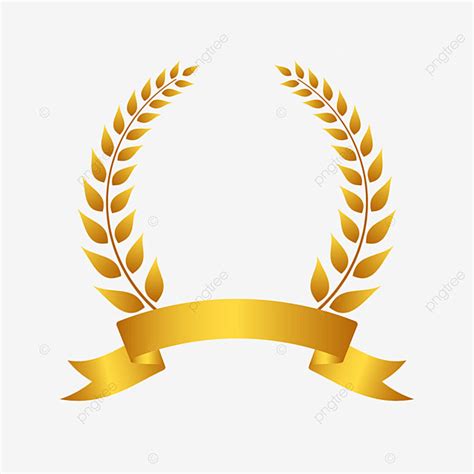 Laurel Wreath Gold Vector Hd Images, Gold Laurel Wreath With Curved ...