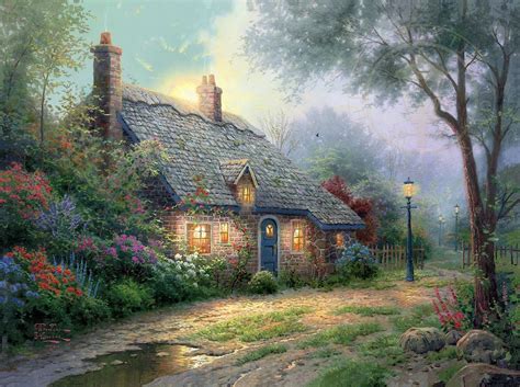 Moonlight Cottage, by Thomas Kinkade - Village Gallery