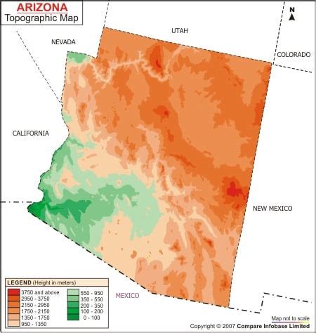 Arizona Topographic Map, USA