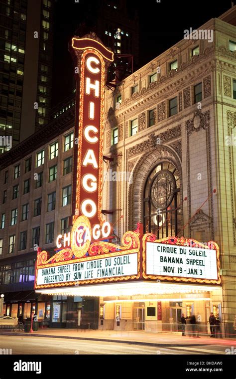 Theatre District, the famous Balaban and Katz Chicago Theatre viewed at ...