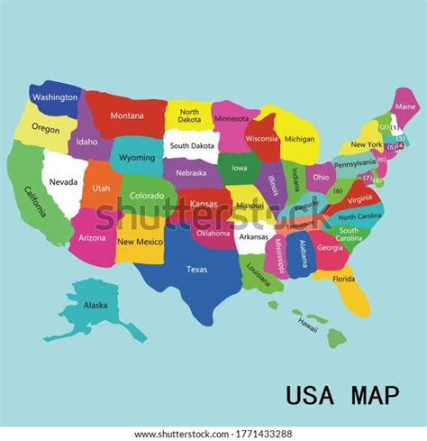 Colorful Usa Map States Vector Stock Vector (Royalty Free) 1771433288 | Shutterstock