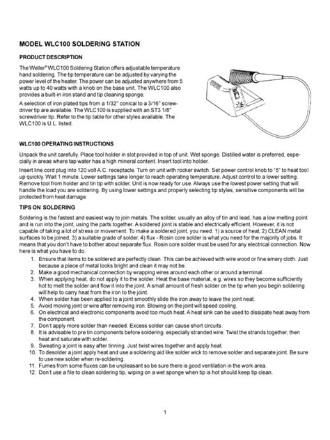 Weller Soldering Station Manual | Soldering | Solder