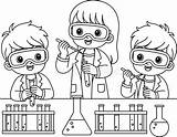 Science Lab With Kids Wearing Goggles And Conducting A Fun Experiment  sketch template