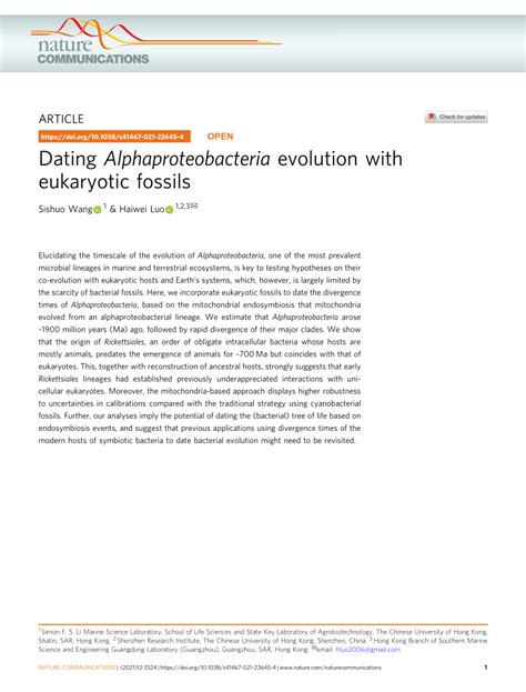 (PDF) Dating Alphaproteobacteria evolution with eukaryotic fossils