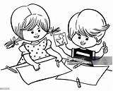 Boy And Girl Coloring High Res Vector Graphic  Getty Images sketch template