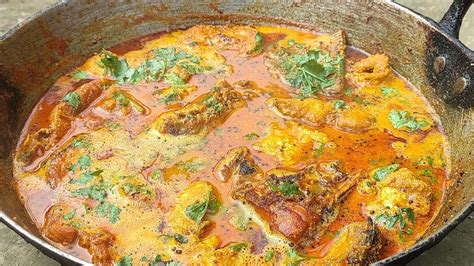 Rohu fish curry in village ! rahu fish fry recipe ! easy fish curry ...