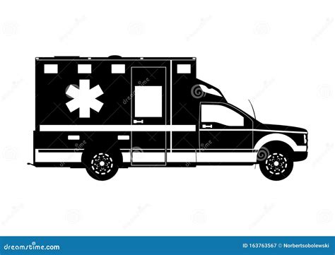 Ambulance silhouette vector illustratie. Illustration of noodsituatie - 163763567