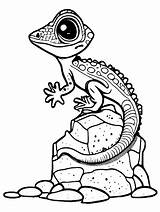 Gecko Basking Coloring Page · Creative Fabrica sketch template