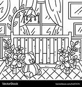 Baby Shower crib coloring page For Kids Vector Image sketch template