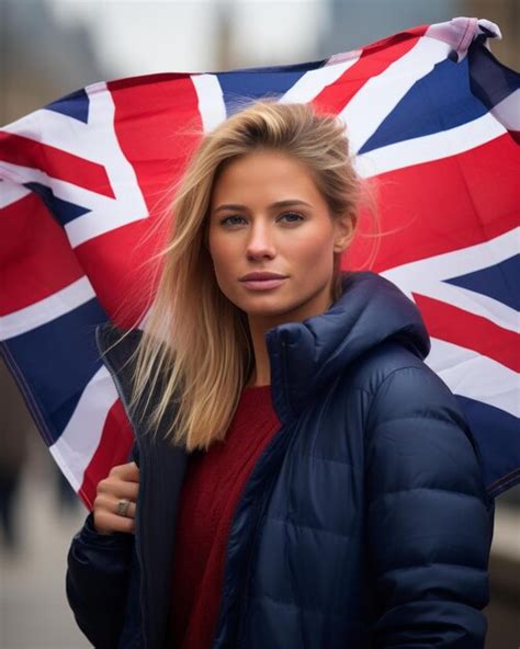 Premium Vector | A young woman is holding an union jack flag