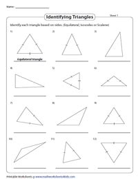 Classifying Triangles based on Sides and Angles Worksheets