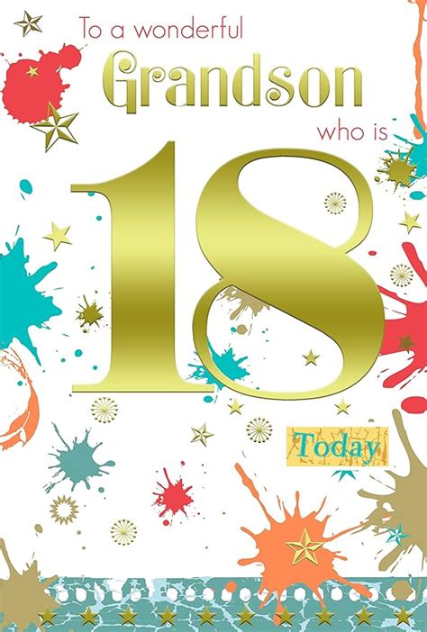 Special Days Grandson 18th 18 Number & Word Design Happy Birthday Card Lovely Verse: Amazon.co ...