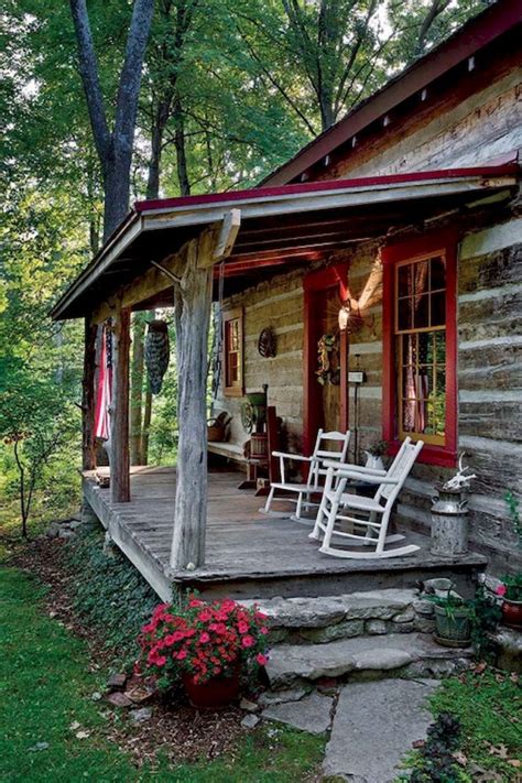 60 awesome farmhouse porch rocking chairs decoration (21) #Chairs | Chairs | Cabin porches, Log ...