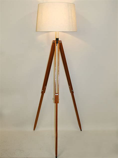 Mid-20th Century Vintage Wooden Tripod Floor Lamp