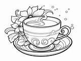 Printable Tea Cup Coloring Sheet  Page sketch template