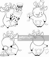 Happy CowsClip Art Cartoon Coloring Book  Royalty Free Vector Stock sketch template