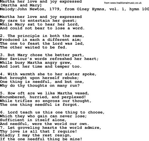 Old English Song Lyrics for Martha Her Love And Joy Expressed, with PDF