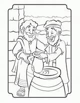 Wine Water Into Jesus Coloring Turning Pages Turn Turns Convert Bible  sketch template