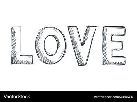 Love text hand drawn sketch pencil drawing style Vector Image