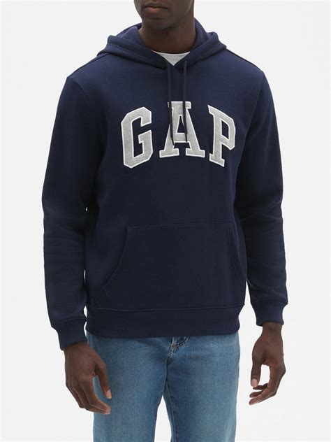 GAP Mens Fleece Arch Logo Pullover Hoodie (Navy Blue, Small) - Walmart.com