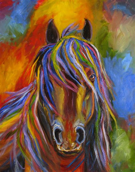 Equine Artists International: MJ ZORAD ABSTRACT HORSE ORIGINAL OIL PAINTING 16 X 20