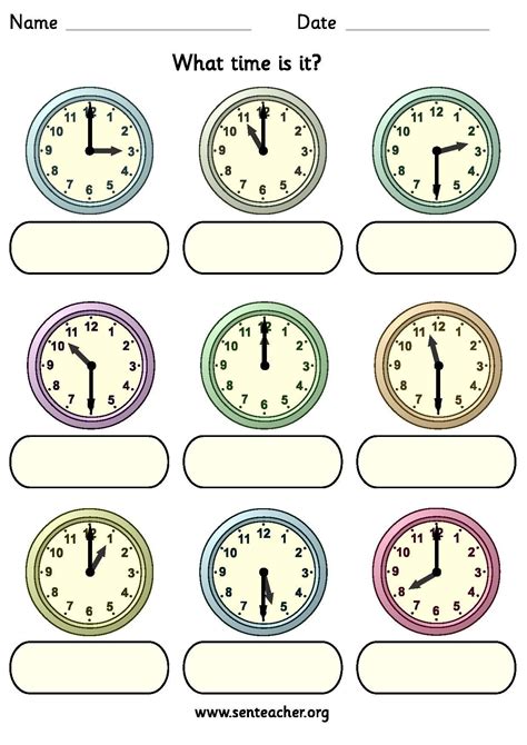 Clock Worksheet For Grade 1 Half Past