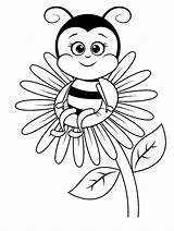 Bee Sitting On Flower Coloring Page  Free Printable Pages sketch template