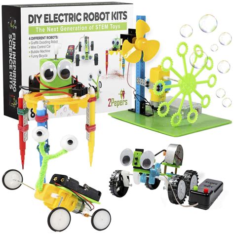 2Pepers Electric Motor Robotic Science Kits for Kids (4-in-1), DIY STEM Toys Kids Science ...