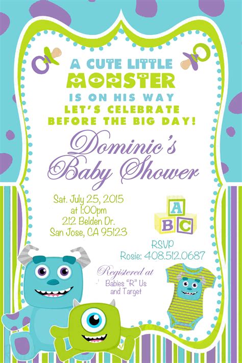 Monsters Inc. Baby Shower Invitation For Custom Orders: j9 ...