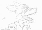 Foxy Funtime Coloring Fnaf Freddy Pages Nights Five 2d Drawing  sketch template