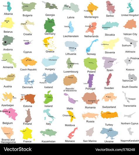 All european country with capitals Royalty Free Vector Image