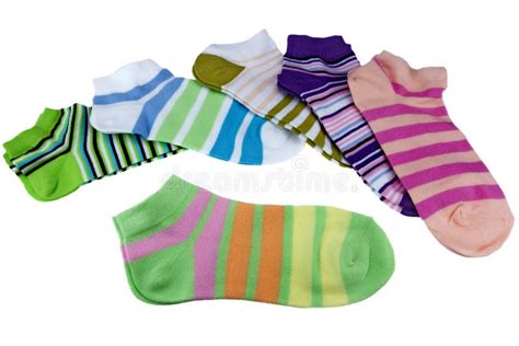 Stack of Many Pairs Colorful Striped Socks Isolated on White Stock Image - Image of background ...