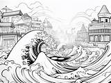 Cool Tsunami Coloring Sheet  Coloring Page sketch template