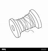 Simple coloring Page Hand Drawn Vector Illustration Wooden spool  sketch template