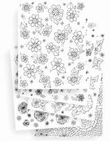 5 Page Flower Coloring Set – Teal Notes sketch template