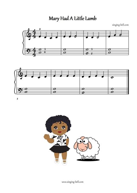 Mary Had a Little Lamb Piano Sheet Music - Free PDF to Print