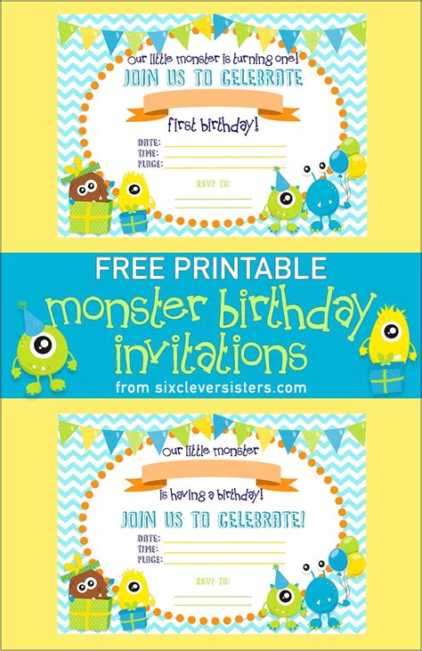 Free Monsters Inc Birthday Invitation Template - Resume Example Gallery