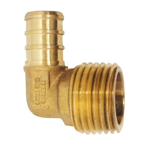 Apollo 1/2 in. Brass PEX-B Barb x 1/2 in. Male Pipe Thread Adapter 90-Degree Elbow APXME12 - The ...