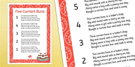 Five Currant Buns Nursery Rhyme Poster (teacher made)