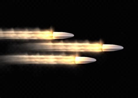 Premium Vector | Gunshots, bullet in motion, military smoke trails. realistic flying bullet in ...