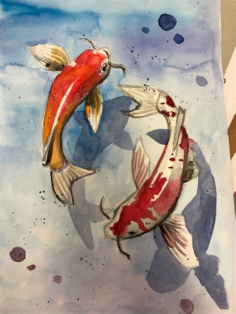 Koi Fish in Watercolour | Fish drawings, Koi fish drawing, Koi art