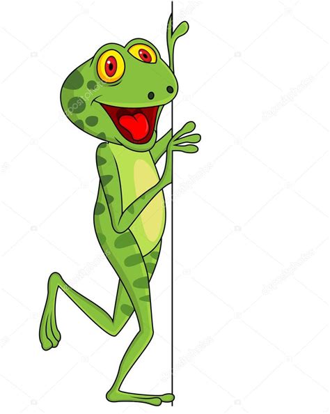 Funny frog cartoon with blank Stock Illustration by ©tigatelu #27367237