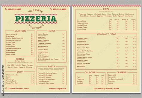 Pizzeria Menu Layout Stock Template | Adobe Stock