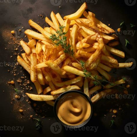 Belgian Fries with Sauce Andalouse and frikandel. Generative Ai ...