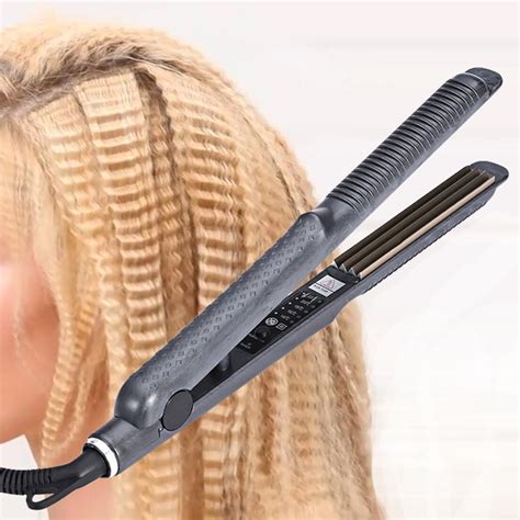 Pro Electronic Hair Crimping Irons Curler Straighteners Temperature Control Titanium Corrugated ...